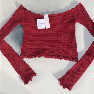 Free People Textured Long Sleeve Crop Top XS/S